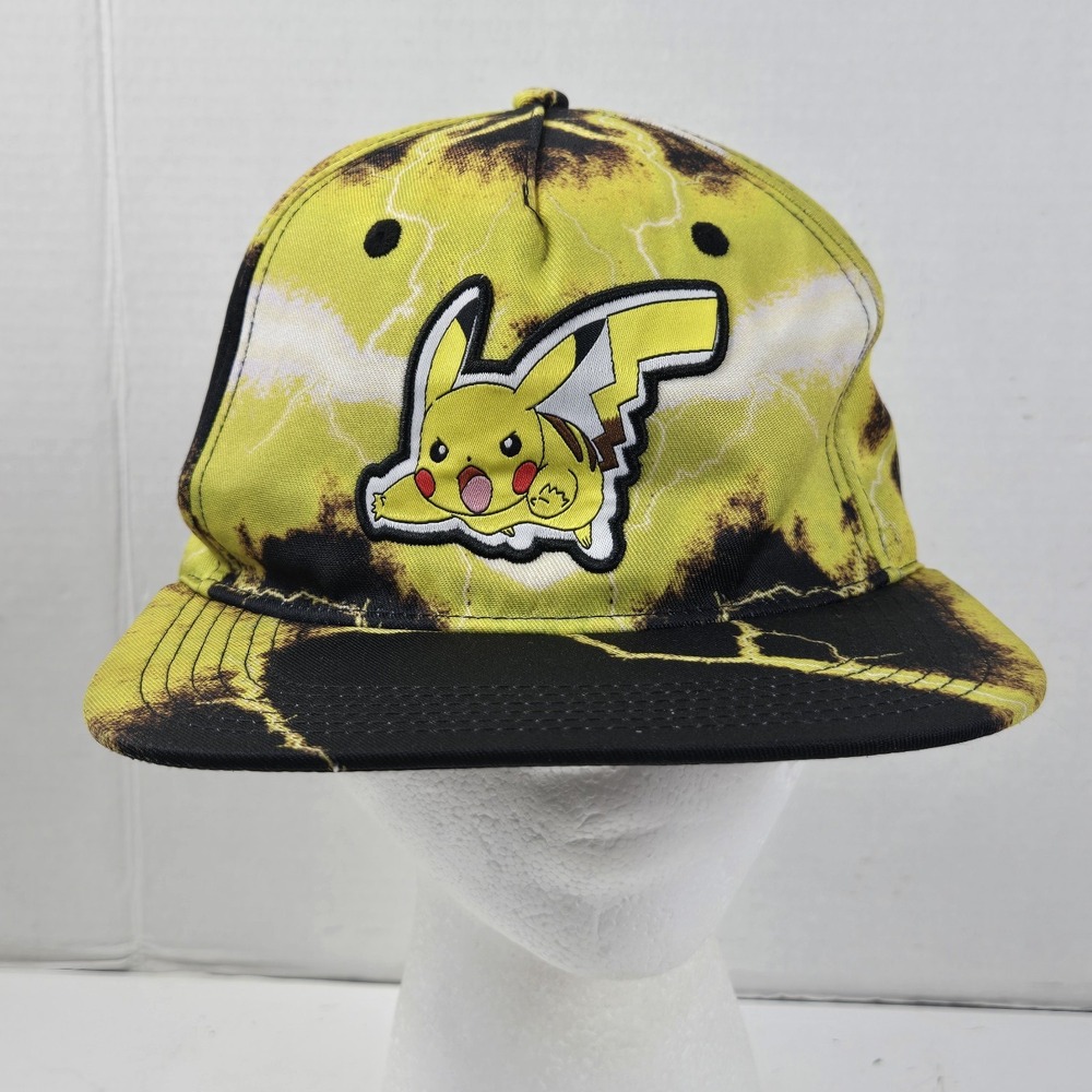 Bioworld Pokemon Pikachu Adjustable Snapback Hat Yellow Black Lightning CLEAN
